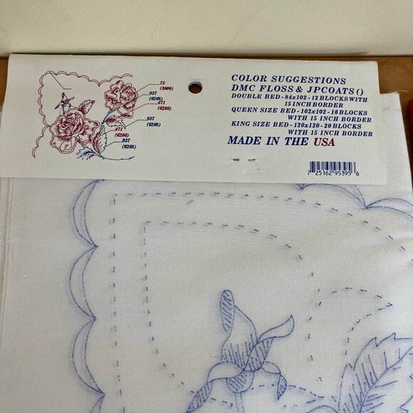 Pre-Printed 6 Quilt Blocks Rose Flower Design Nojae by Fairway NWT 18x18" 95395 - Picture 5 of 5